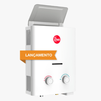 Aquecedor de passagem a gás Rheem lançamento, modelo compacto com design moderno e fácil controle de temperatura